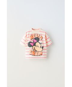 Zara Футболка с полосатым принтом минни маус © disney , Цвет: Бежевый, Размер: 1½ лет (86 см)