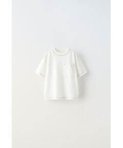 Zara Футболка с карманом и строчкой , Цвет: Белый, Размер: 1½ лет (86 см)