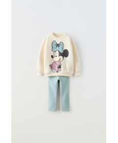 Zara Плюшевый координированный комплект "minnie mouse © disney" состоит из свитшота и леггинсов, Цвет: Бежевый, Размер: 1½ лет (86 см)