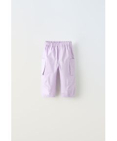 Zara Брюки из поплина с вышитыми карманами , Цвет: Фиолетовый, Размер: 1½ лет (86 см)