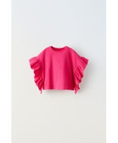 Zara Футболка с оборками , Цвет: Розовый, Размер: 1½ лет (86 см)