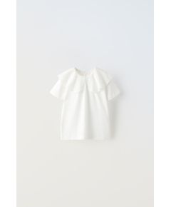 Zara Футболка с воротником и вышивкой , Цвет: Белый, Размер: 1½ лет (86 см)