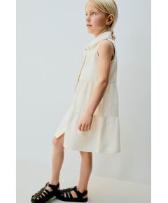 Zara Платье из ткани твилл с панелями , Цвет: Белый, Размер: 1½ лет (86 см)