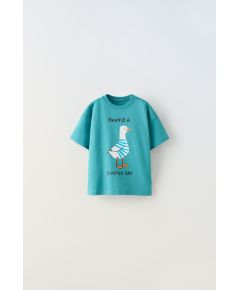 Zara Футболка с животным принтом , Цвет: Зеленый, Размер: 1½ лет (86 см)