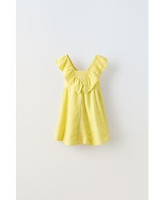 Zara Платье из льна с оборками , Цвет: Жёлтый, Размер: 1½ лет (86 см)