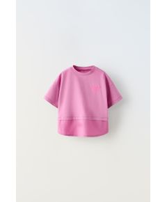 Zara Топ с контрастным неоновым вышитым узором , Цвет: Розовый, Размер: 1½ лет (86 см)