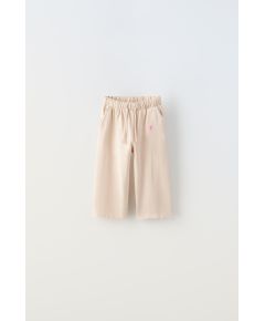 Zara Брюки из мягкого джерси с вышивкой , Цвет: Бежевый, Размер: 1½ лет (86 см)