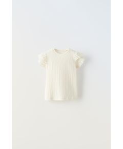 Zara Вышитая декоративная футболка , Цвет: Бежевый, Размер: 1½ лет (86 см)