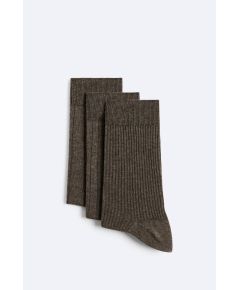 Zara Pack of 3 ribbed socks - упаковка из трех пар эластичных вязаных носков с ребристыми резинками, Цвет: Коричневый, Размер: M(39-42) (US M(6-9))