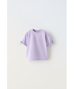 Zara Однотонная футболка с бантами , Цвет: Фиолетовый, Размер: 1½ лет (86 см)