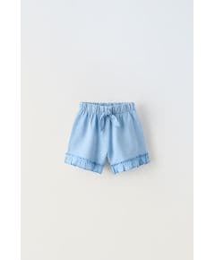 Zara Плюшевые бермуды с луком и оборками , Цвет: Синий, Размер: 1½ лет (86 см)