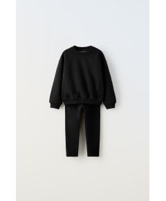 Zara Толстовка и лосины-костюм , Цвет: Черный, Размер: 12-18 месяцев (86 см)