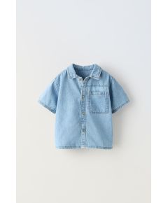 Zara Рубашка из денима с карманом , Цвет: Синий, Размер: 1½ лет (86 см)