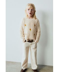 Zara Свитер с узором подсолнуха , Цвет: Бежевый, Размер: 1½ лет (86 см)