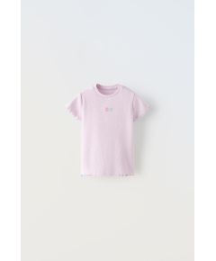 Zara Футболка с рифленым узором и вышивкой , Цвет: Пурпурный, Размер: 1½ лет (86 см)