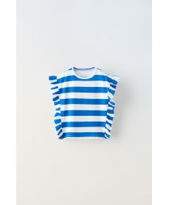 Zara Футболка в полоску с оборками , Цвет: Синий, Размер: 1½ лет (86 см)