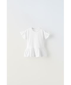 Zara Футболка с оборками по краю , Цвет: Белый, Размер: 1½ лет (86 см)