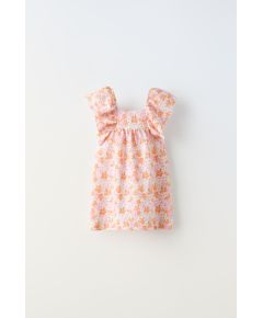 Zara Платье из жаккарда с принтом , Цвет: Оранжевый, Размер: 1½ лет (86 см)