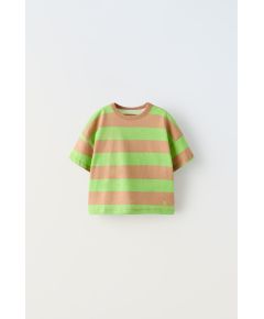 Zara Футболка с полосатым вышитым рисунком , Цвет: Зеленый, Размер: 1½ лет (86 см)