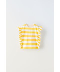 Zara Полосатая футболка с оборками , Цвет: Жёлтый, Размер: 1½ лет (86 см)