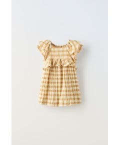 Zara Платье в клетку с текстурой , Цвет: Бежевый, Размер: 1½ лет (86 см)