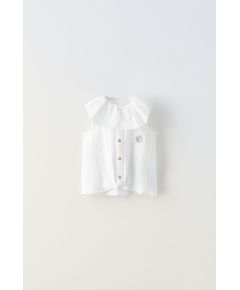 Zara Футболка с оборками и вышивкой , Цвет: Белый, Размер: 1½ лет (86 см)