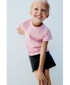 Zara   футболка smileyworld® happy collection с ребристым узором , Цвет: Розовый, Размер: 1½ лет (86 см)