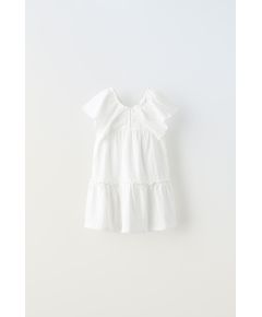 Zara Платье с текстурой и оборкой , Цвет: Белый, Размер: 1½ лет (86 см)