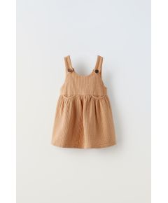 Zara Платье-фартук с текстурой , Цвет: Бежевый, Размер: 1½ лет (86 см)