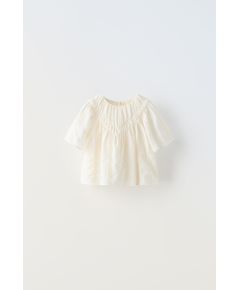 Zara Вышитая блузка с точечной сеткой , Цвет: Бежевый, Размер: 1½ лет (86 см)