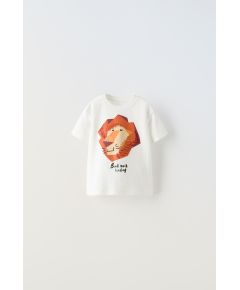 Zara Футболка с животным принтом и вышивкой , Цвет: Белый, Размер: 1½ лет (86 см)