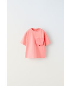 Zara Футболка с контрастным карманом , Цвет: Оранжевый, Размер: 1½ лет (86 см)