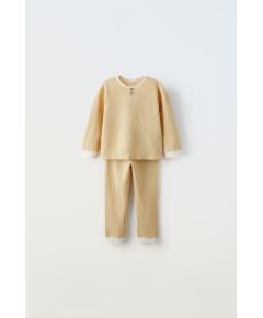 Zara 18 месяцев - 6 лет / пижама из вафельной ткани , Цвет: Жёлтый, Размер: 2-3 лет (98 см)