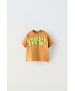 Zara Футболка с лозунгом из фетра , Цвет: Оранжевый, Размер: 1½ лет (86 см)