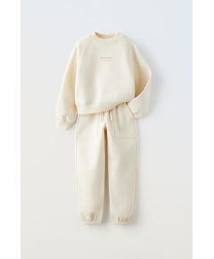 Zara Набор из костюма с лозунгом и толстовки , Цвет: Бежевый, Размер: 6 лет (116 см)