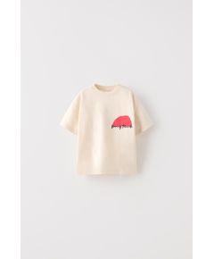 Zara Распечатай футболку с вышитым слоганом , Цвет: Бежевый, Размер: 1½ лет (86 см)