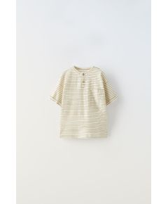 Zara Полосатая футболка с карманом , Цвет: Бежевый, Размер: 1½ лет (86 см)