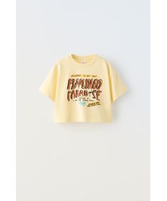 Zara Футболка с принтом фламинго , Цвет: Жёлтый, Размер: 8-9 лет (130 см)