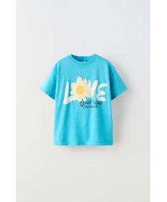 Zara Футболка с крючком и цветами , Цвет: Синий, Размер: 6-7 лет (120 см)