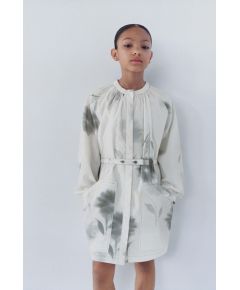 Zara Платье с цветочным принтом , Цвет: Белый, Размер: 6-7 лет (120 см)