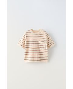 Zara Футболка из полосатого хлопкового джерси , Цвет: Оранжевый, Размер: 1½ лет (86 см)