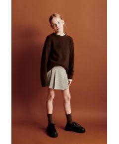 Zara Шорты-юбка с поясом на резинке и передними складками в виде коробки, Цвет: Бежевый, Размер: 6 лет (116 см)