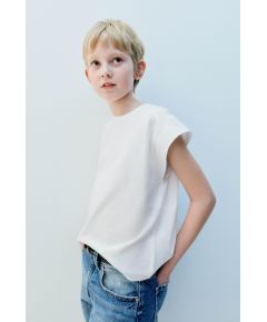 Zara Простая футболка с пуговицей , Цвет: Белый, Размер: 6-7 лет (120 см)