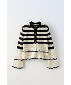 Zara Полосатый трикотажный кардиган с оборками , Цвет: multicolor, Размер: 6-7 лет (120 см)