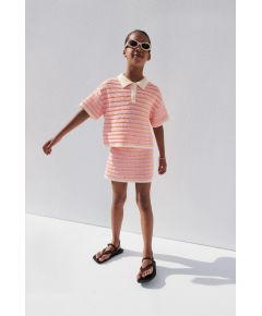 Zara Поло-рубашка из полосатого трикотажа , Цвет: Розовый, Размер: 6-7 лет (120 см)