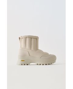 Zara Водоотталкивающие утепленные ботинки на щиколотке vibram® , Цвет: Бежевый, Размер: 34 (21,6 см)