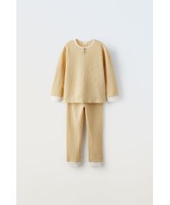 Zara Сохрани  6-14 лет / пижамы из вафельного трикотажа , Цвет: Жёлтый, Размер: 6-7 лет (120 см)