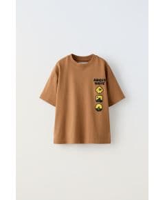 Zara Футболка с принтом в поднятом стиле , Цвет: Коричневый, Размер: 6-7 лет (120 см)