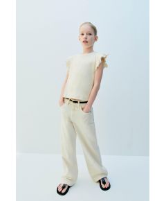 Zara Футболка с рисунком и оборками , Цвет: Бежевый, Размер: 6-7 лет (120 см)