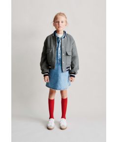 Zara Полосатая бомбер куртка , Цвет: Серый, Размер: 6-7 лет (120 см)